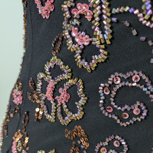 Vintage Sue Wong Prom Dress Midi Gown 10 Black Pink Silk Fairy Y2K Whimsigoth - Picture 10 of 13